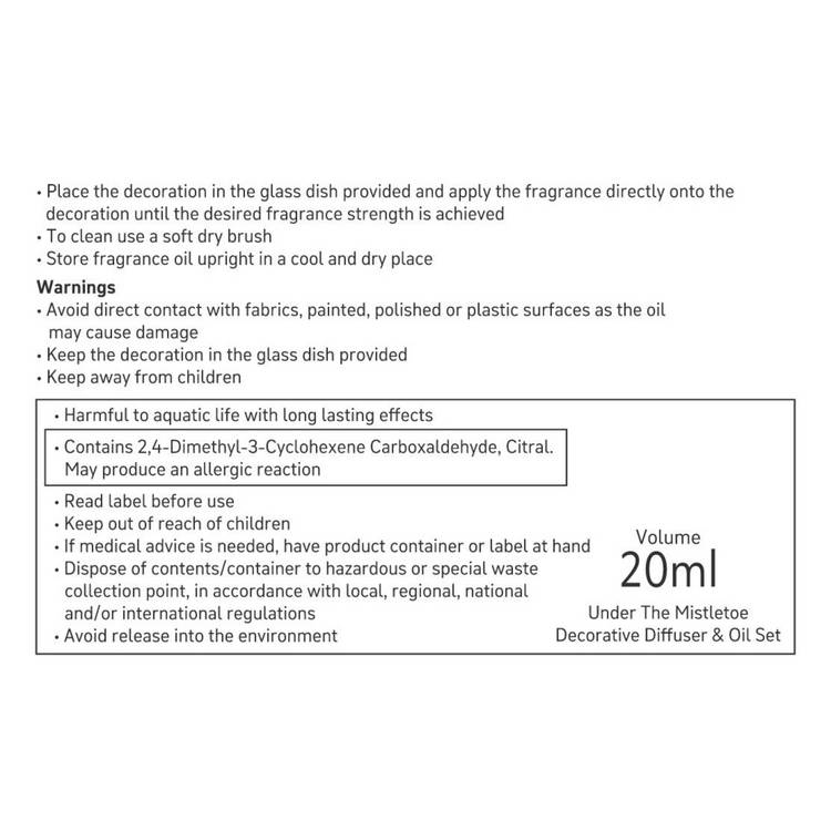Habitat diffuser oil set Under the Mistletoe 20ml, UK version