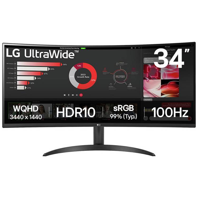 LG monitor 34WR50QK-B 34 inch, imported from the UK