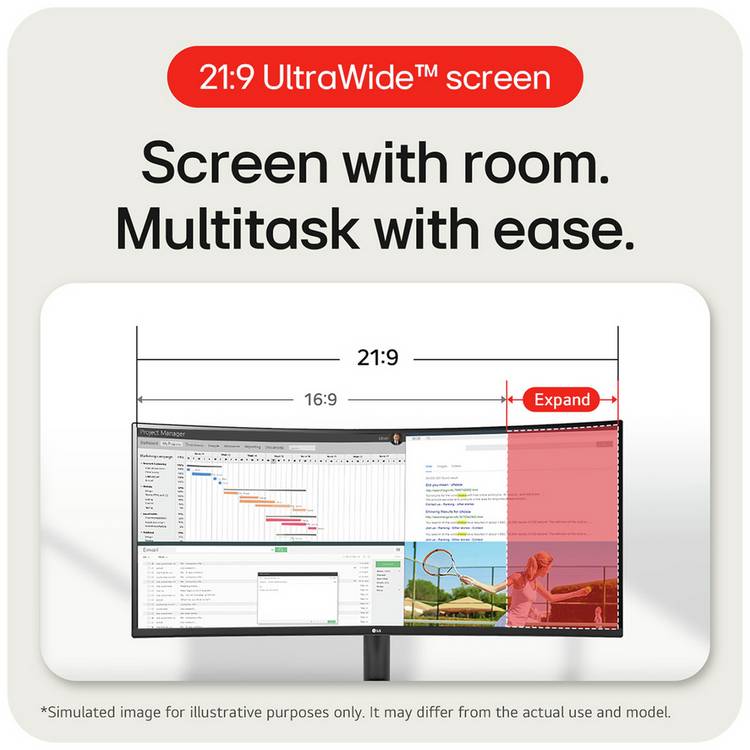 LG monitor 34WR50QK-B 34 inch, imported from the UK