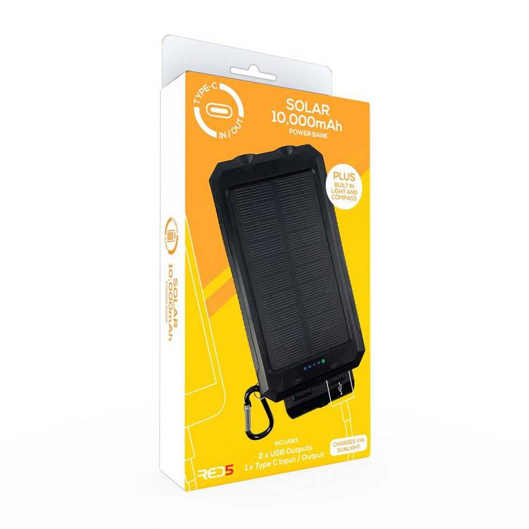 Menkind RED5 solar power bank 10000mAh, imported from the UK