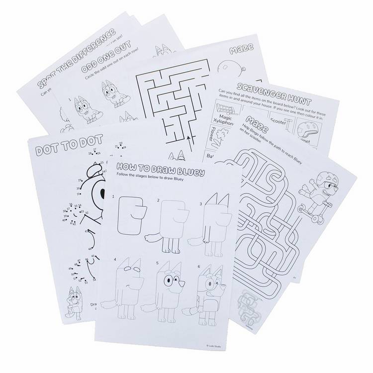 Bluey Activity Set with colouring and puzzles, UK version