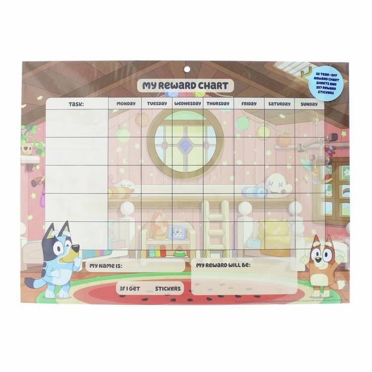 Bluey reward chart sticker sheets - British product