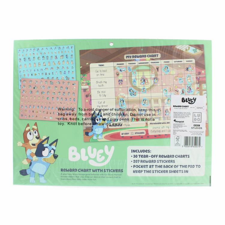 Bluey reward chart sticker sheets - British product