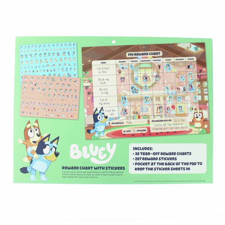 Bluey reward chart sticker sheets - British product