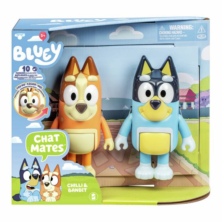 Bluey Chat Mates Chilli and Bandit action figures 2-pack (British brand)