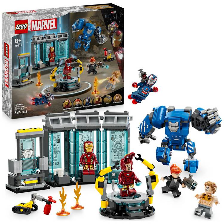 LEGO Marvel Iron Man Hall of Armour building set, imported from the UK