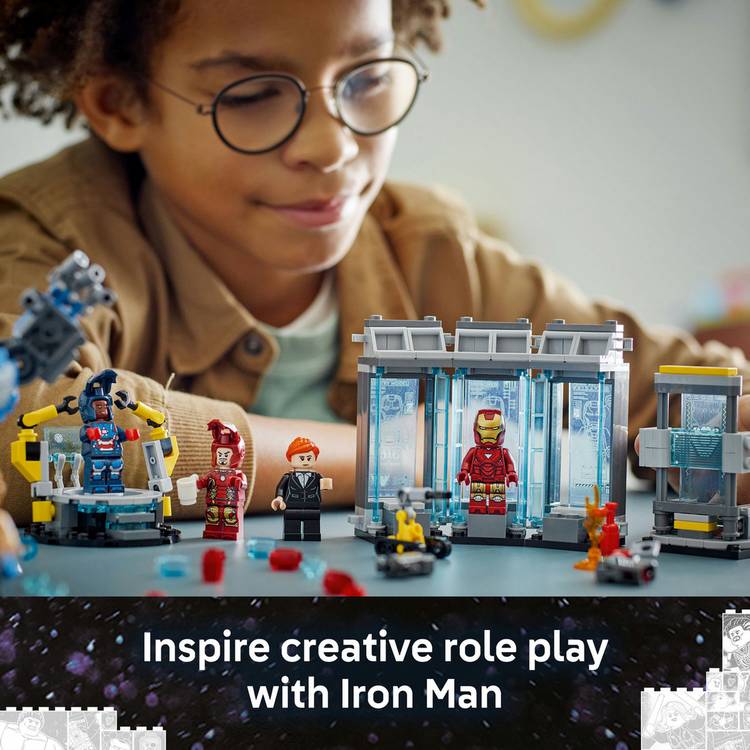 LEGO Marvel Iron Man Hall of Armour building set, imported from the UK