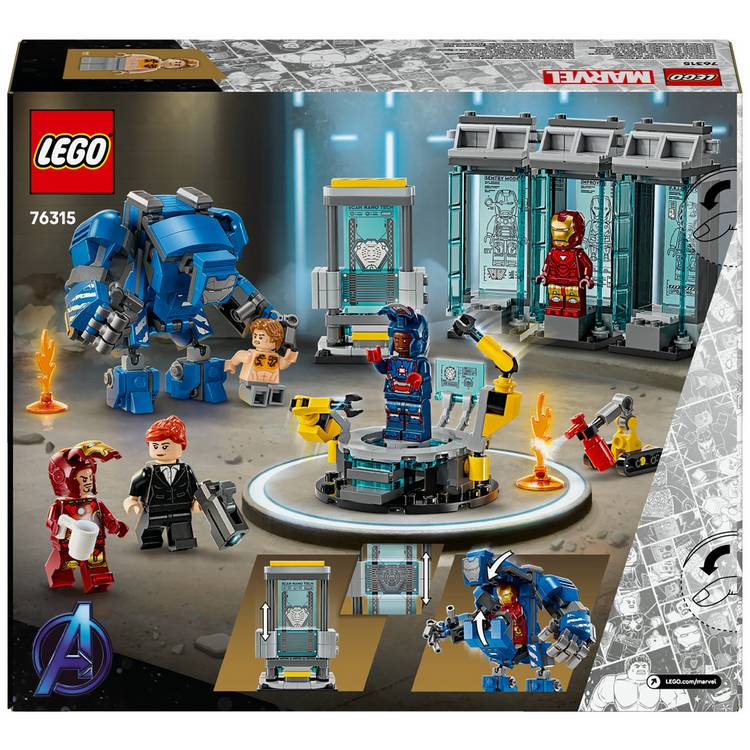 LEGO Marvel Iron Man Hall of Armour building set, imported from the UK