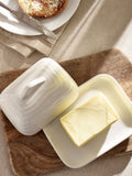 Malvern white embossed butter dish (British brand)