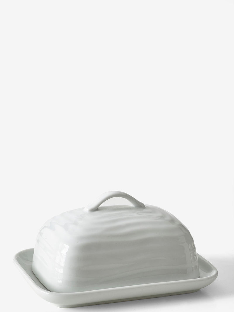 Malvern white embossed butter dish (British brand)