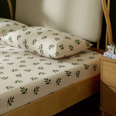 Argos Argos Home Foliage Printed Cream Fitted Sheet - Single- Buy online at McGrocer