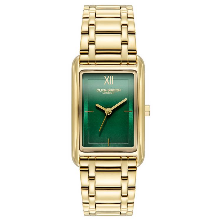 Olivia Burton green dial watch with gold bracelet, UK version
