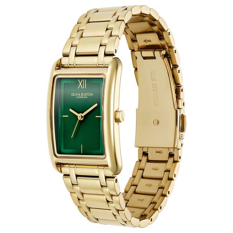 Olivia Burton green dial watch with gold bracelet, UK version