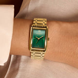 Olivia Burton green dial watch with gold bracelet, UK version