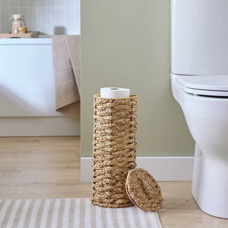 Argos Home woven seagrass toilet roll cylinder store natural - British product