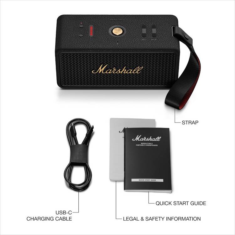 Marshall Middleton II portable Bluetooth speaker black, imported from the UK