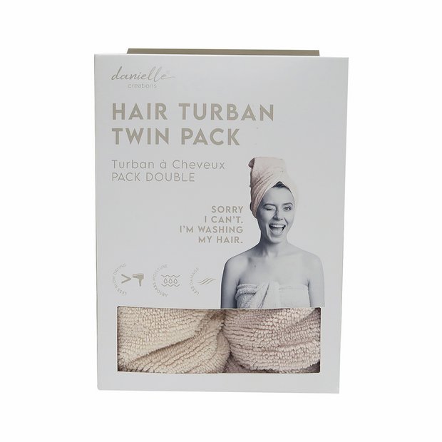 Danielle microfibre hair turban twin pack, UK version