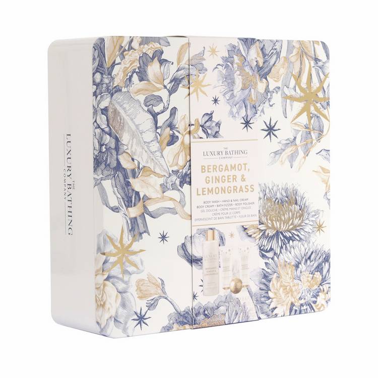 The Luxury Bathing Company bathing tin gift set, imported from the UK