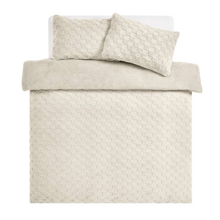 Argos Home fleece bedding set checkerboard textured single - British product