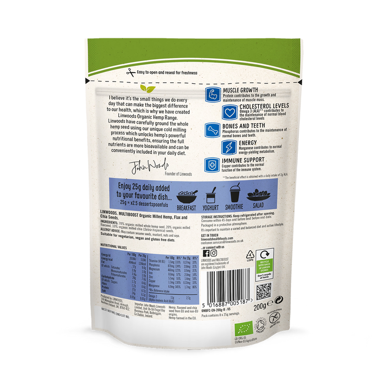 Linwoods Multiboost organic mixed seeds 200g, imported from the UK