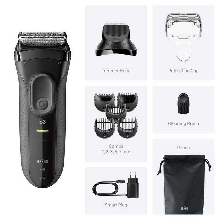 Braun Series 3 electric shaver 3000BT - British product