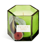Argos Home fig leaf amber candle with green glass holder (British brand)