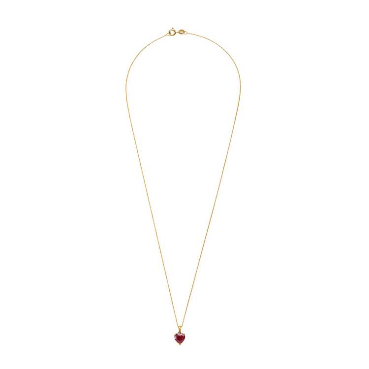Revere gold heart-shaped ruby pendant 45cm, imported from the UK
