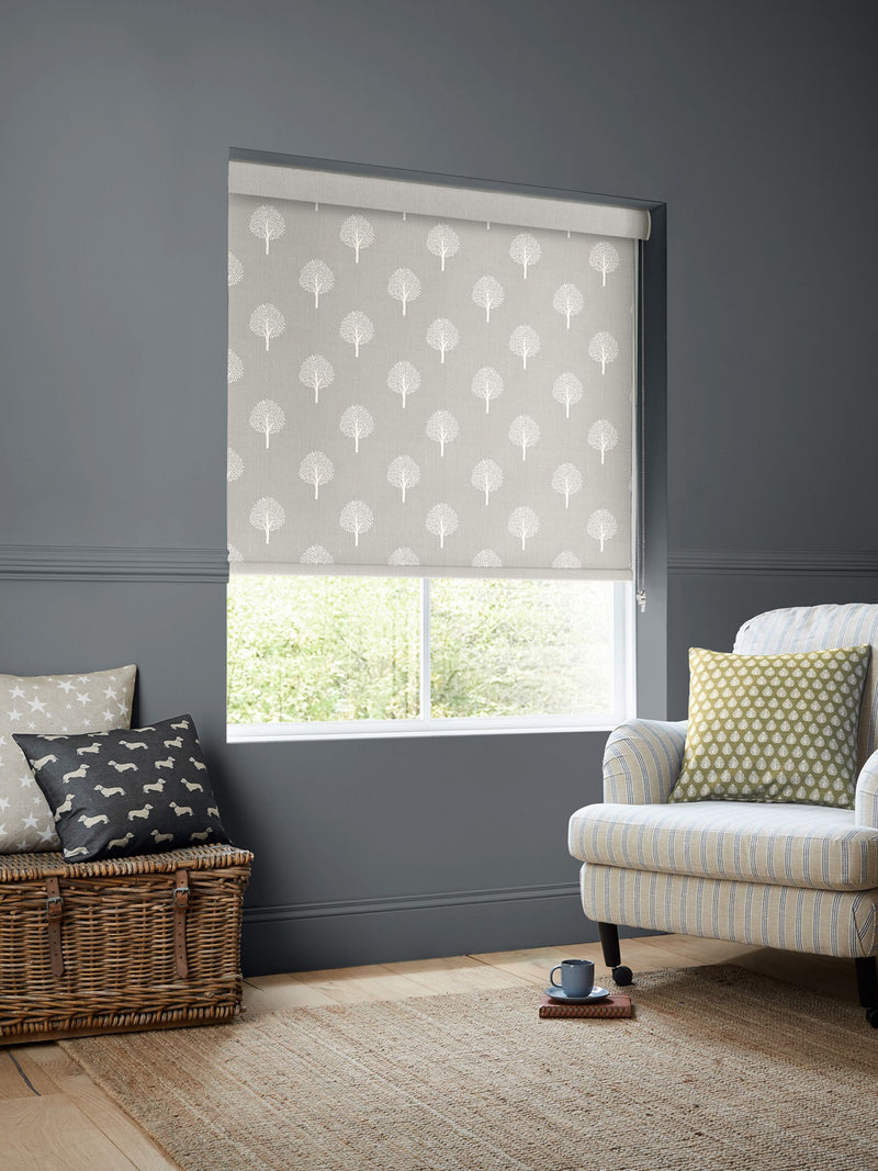 Emily Bond roller blind Pebble Yew Tree - British product