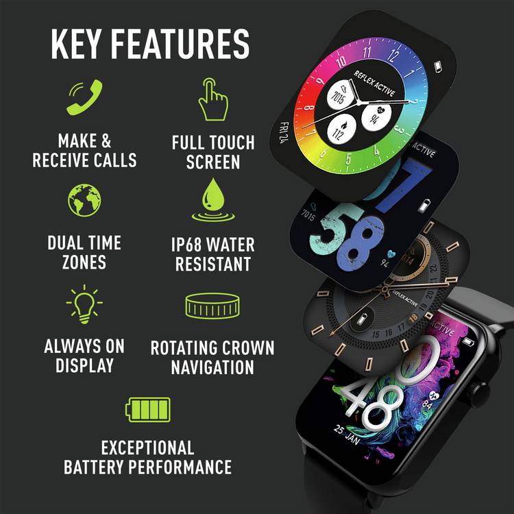 Reflex Active Series 30 AMOLED smartwatch black strap (British brand)