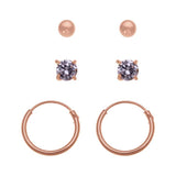 Revere rose gold plated sterling silver hoop earrings set - British product