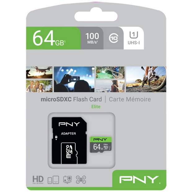PNY Elite 64GB microSD card UHS Class 10 - British product