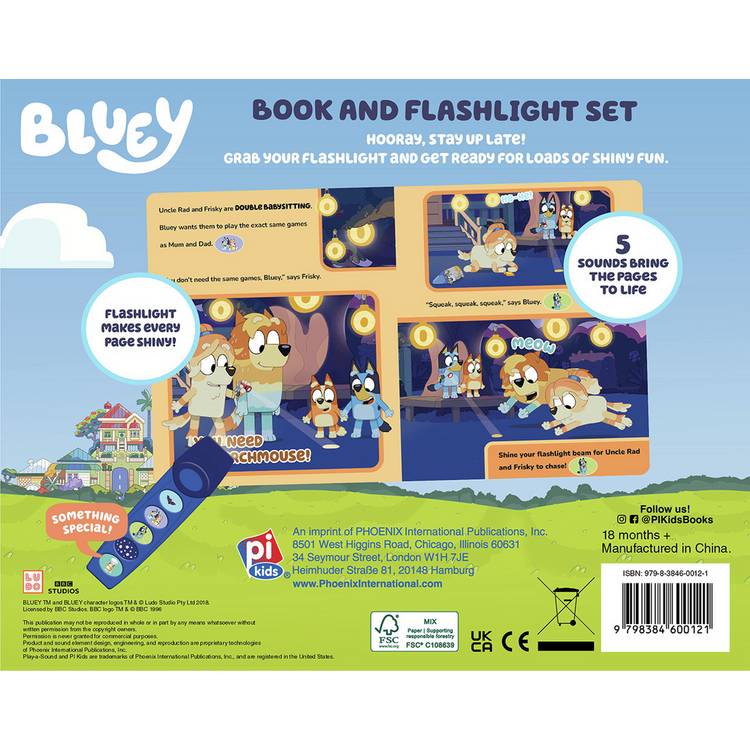 Bluey interactive book and flashlight set (British brand)