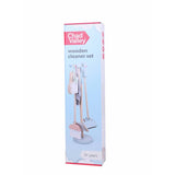 Chad Valley wooden cleaner toy set on stand - British product