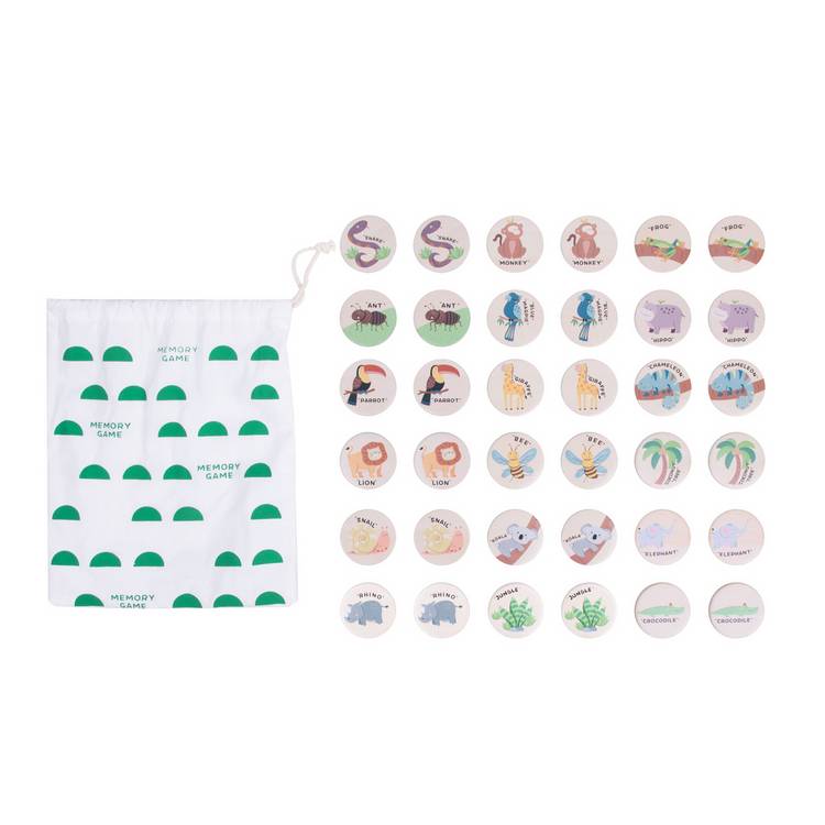 Chad Valley wooden memory game with jungle animals (British brand)