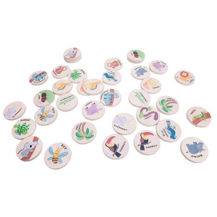 Chad Valley wooden memory game with jungle animals (British brand)