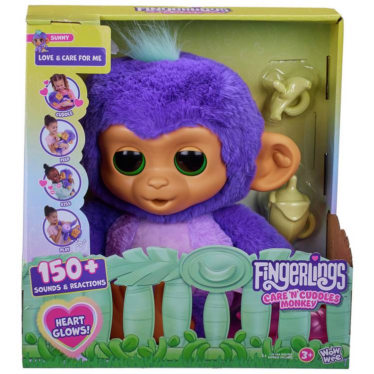 Fingerlings Care 'n' Cuddles interactive baby monkey - British product