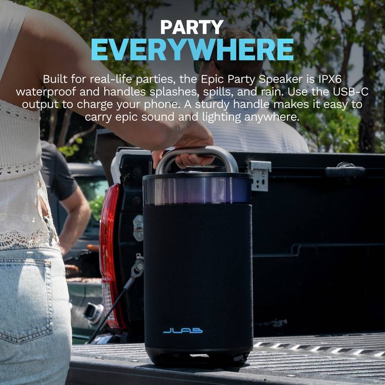 JLab Epic Party portable Bluetooth speaker black, UK version