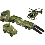 Teamsterz military transporter with helicopter and Humvee (British brand)