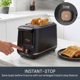 Tefal wide slot 2 slice toaster black - British product