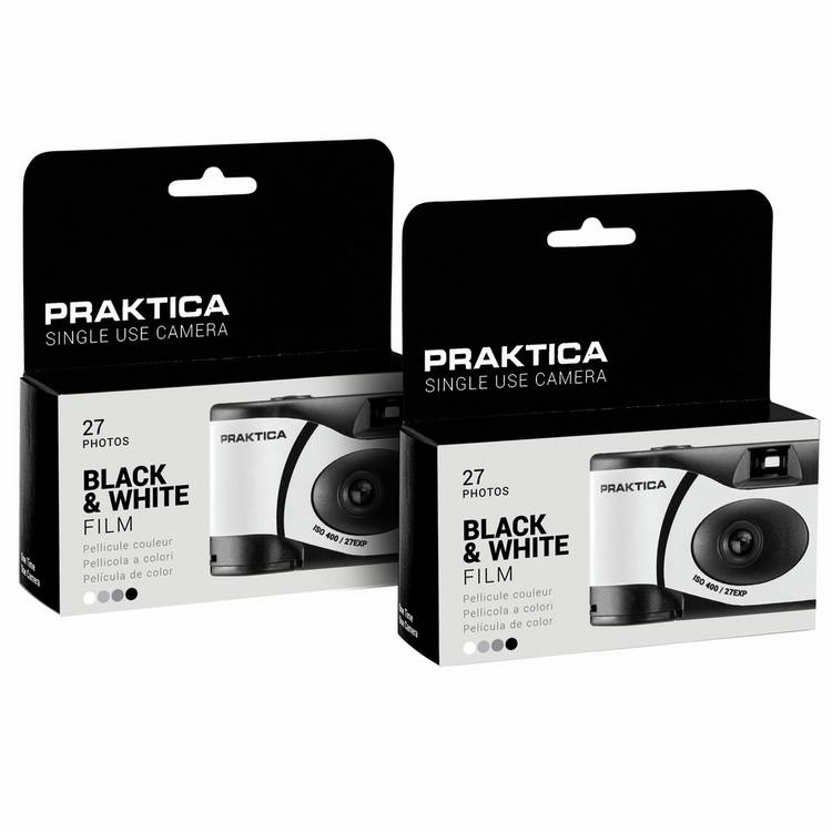 Praktica disposable camera black and white 35mm film pack of 2 - British product