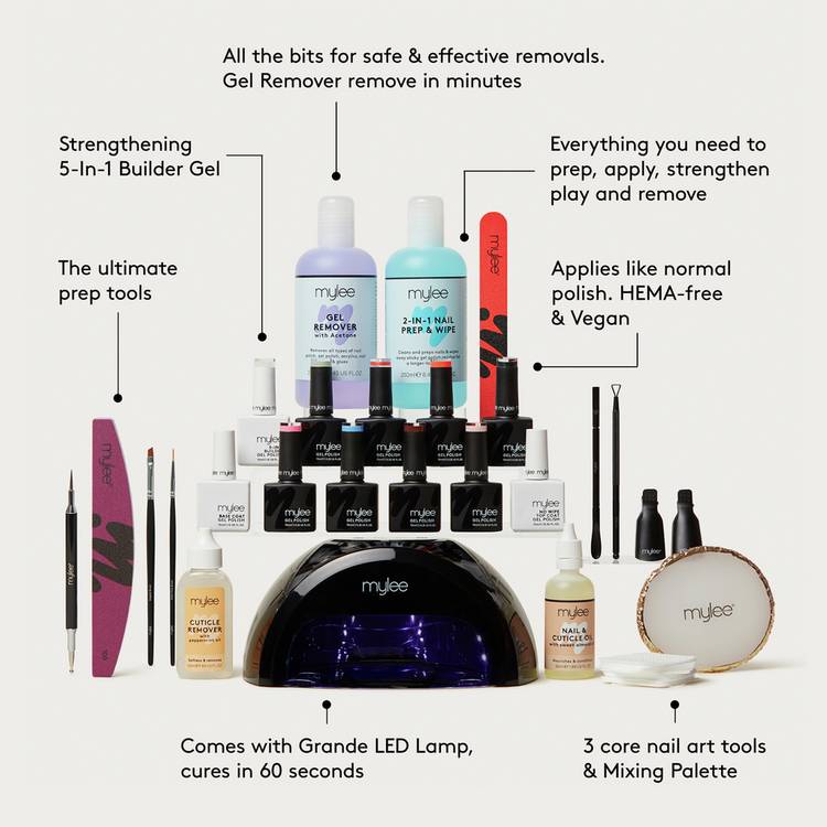 Mylee gel nail kit complete set with LED lamp - British product