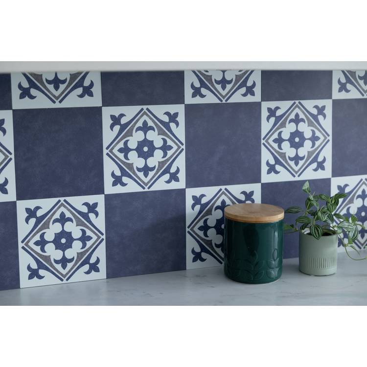 D-C-Fix blue peel and stick wall tiles 15cm 3pk, UK version