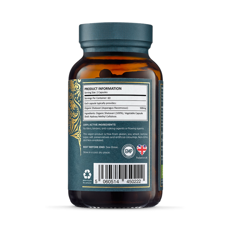 Ayurvediq organic shatavari capsules 120 caps, imported from the UK