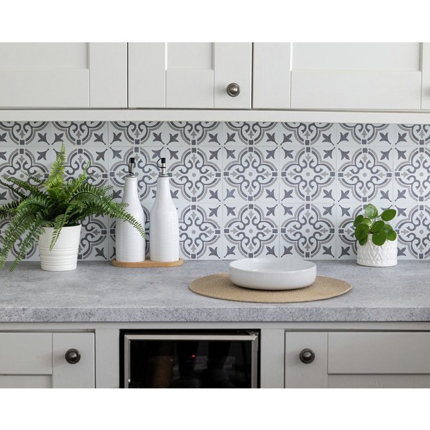 D-C-Fix Jamila Grey Peel & Stick Wall Tiles 15cm x 15cm 3 Pack - British product