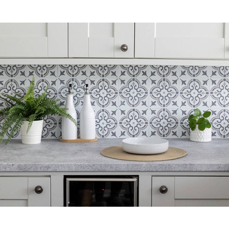 D-C-Fix Jamila Grey Peel & Stick Wall Tiles 15cm x 15cm 3 Pack - British product