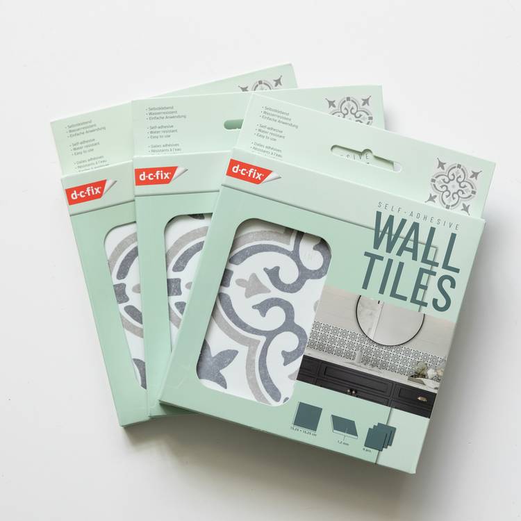 D-C-Fix Jamila Grey Peel & Stick Wall Tiles 15cm x 15cm 3 Pack - British product
