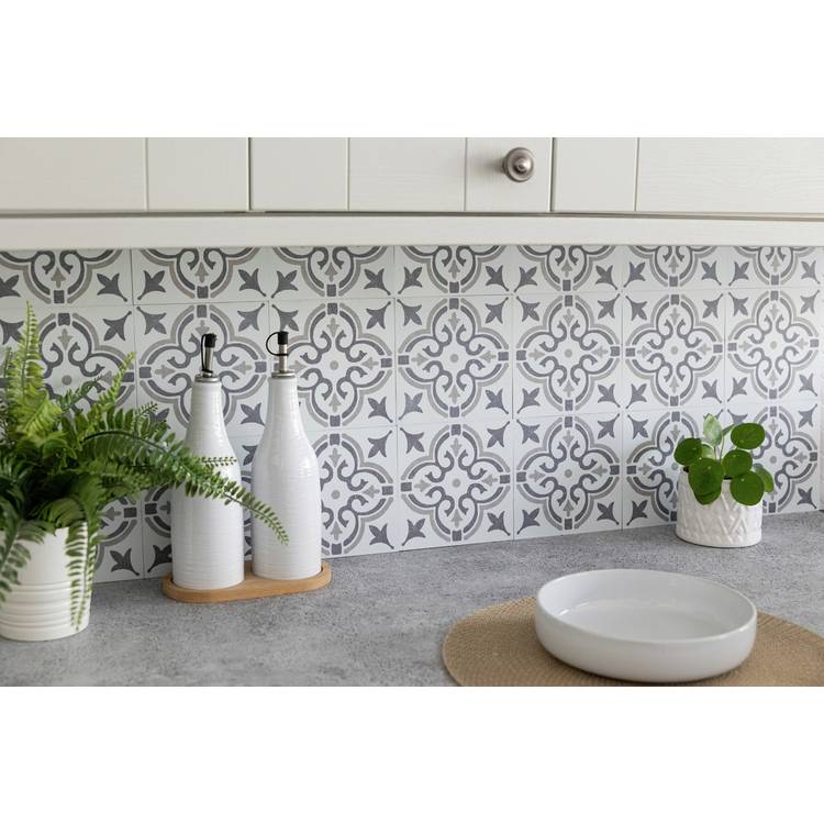 D-C-Fix Jamila Grey Peel & Stick Wall Tiles 15cm x 15cm 3 Pack - British product
