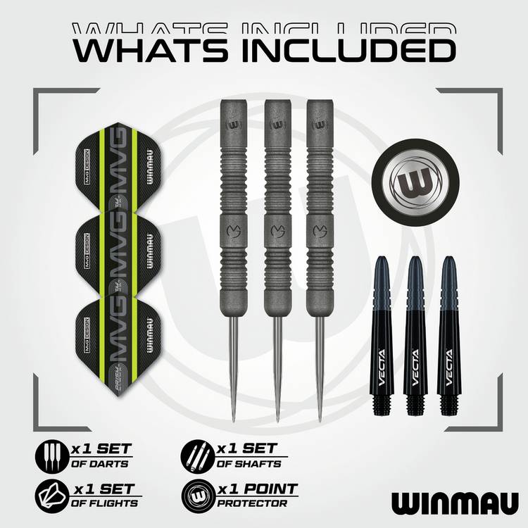 Winmau MvG Exact 23g tungsten darts set - British product