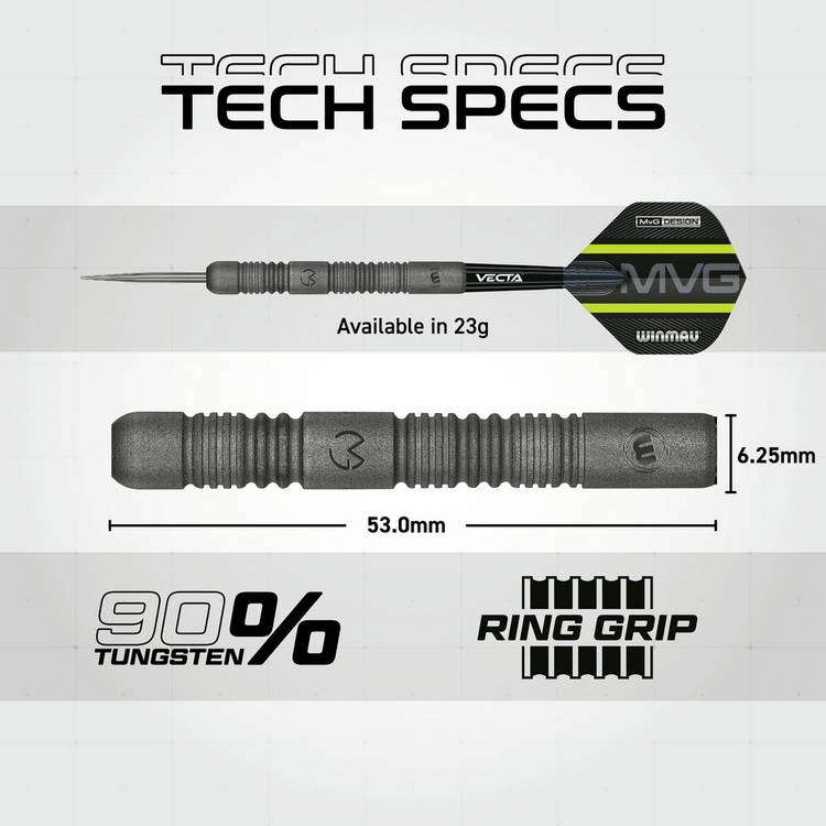Winmau MvG Exact 23g tungsten darts set - British product