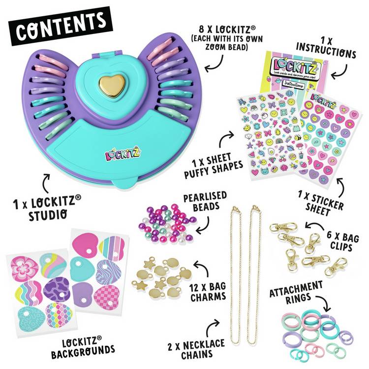 Lockitz luxury studio craft kit with charms and beads, UK version